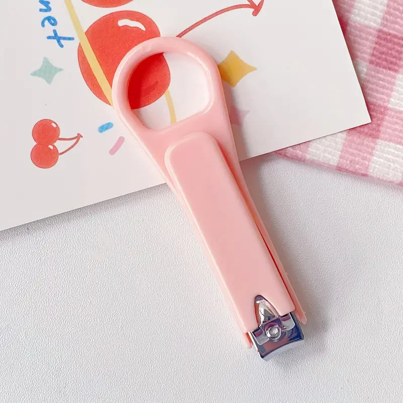 "Frolic & Fruit" Folding Nail Clippers - Adorable Green Frog & Pink Strawberry Designs
