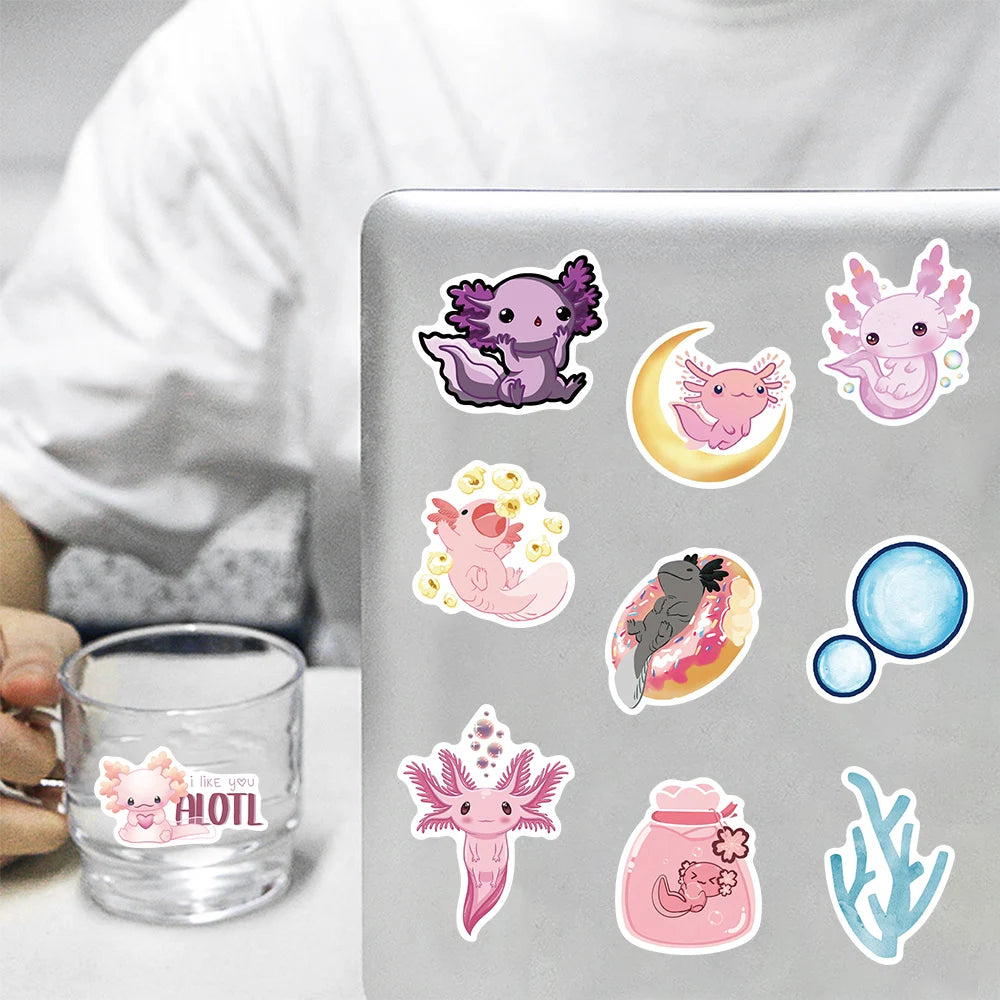 Adorable Axolotl Stickers- Whimsical Water Wonders!