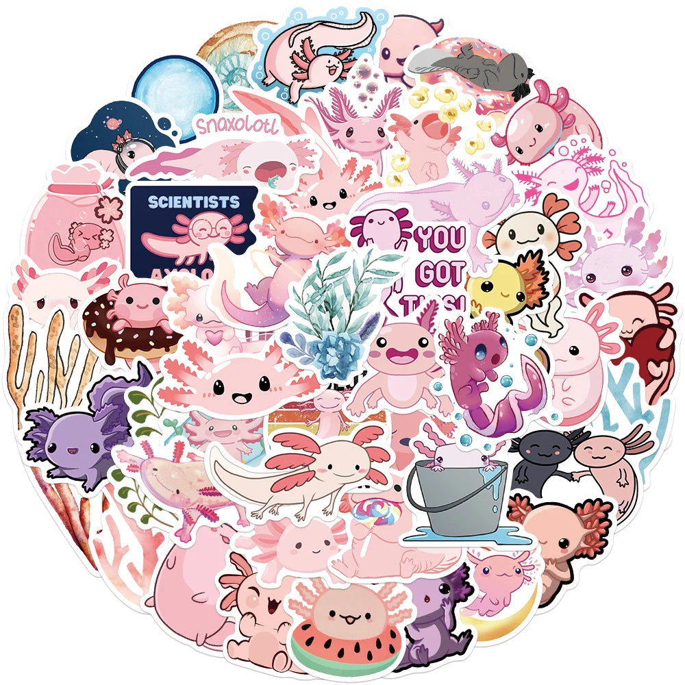 Adorable Axolotl Stickers- Whimsical Water Wonders!