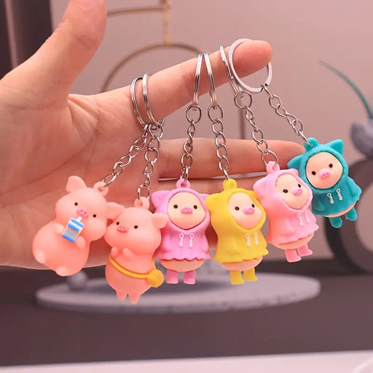 "Rainy Day Rascals" PVC Pig Keychains - Colorful & Quirky Charms (Choose Your Piggy!)