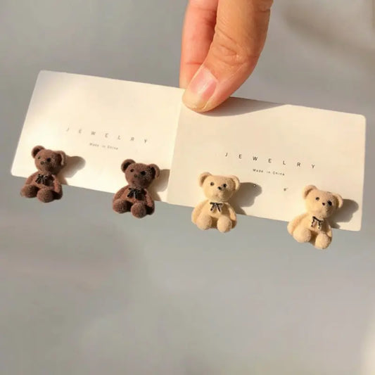 "Cuddle Buddies" Plush Teddy Bear & Bunny Earrings - Adorable and Cozy Fashion (Available in Brown and Beige)