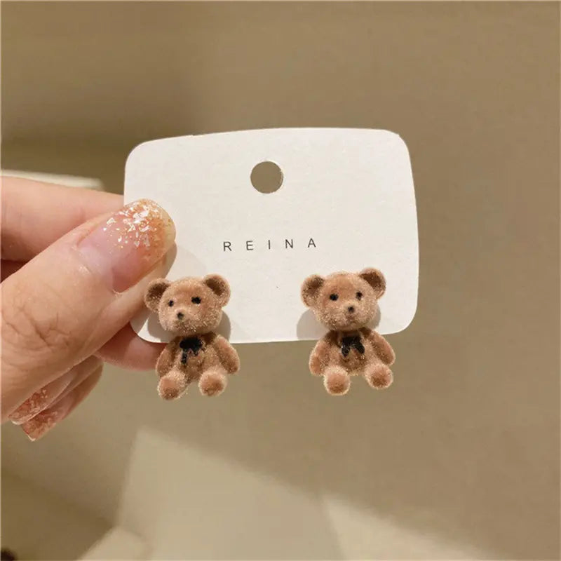 "Cuddle Buddies" Plush Teddy Bear & Bunny Earrings - Adorable and Cozy Fashion (Available in Brown and Beige)