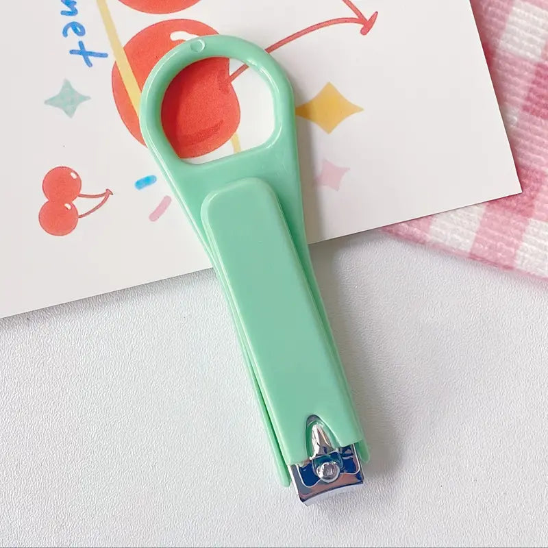 "Frolic & Fruit" Folding Nail Clippers - Adorable Green Frog & Pink Strawberry Designs