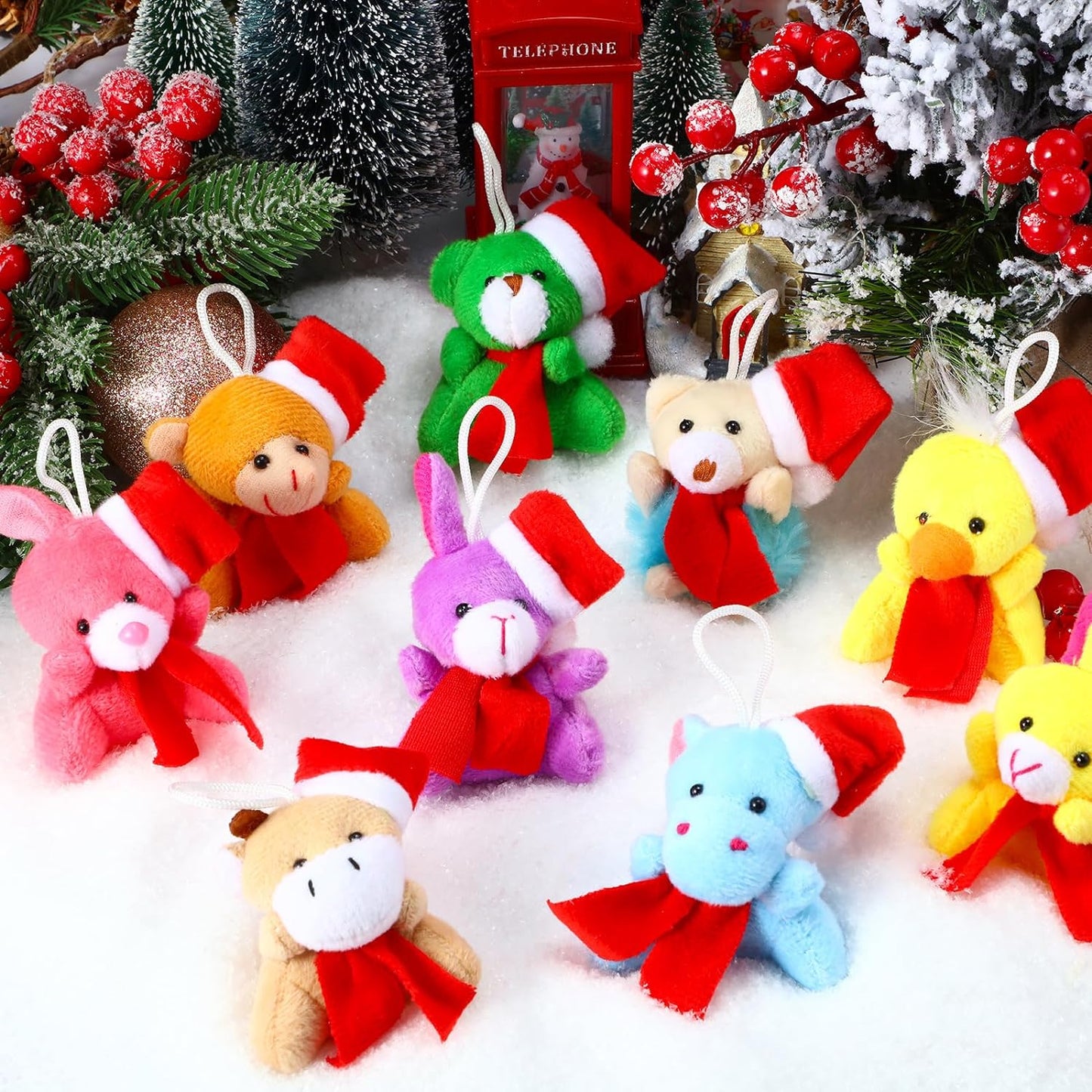 "Tiny Tails" Mini Plush Stuffed Animal Keychains - Red Scarf Edition (Available in Solo or Multipacks)