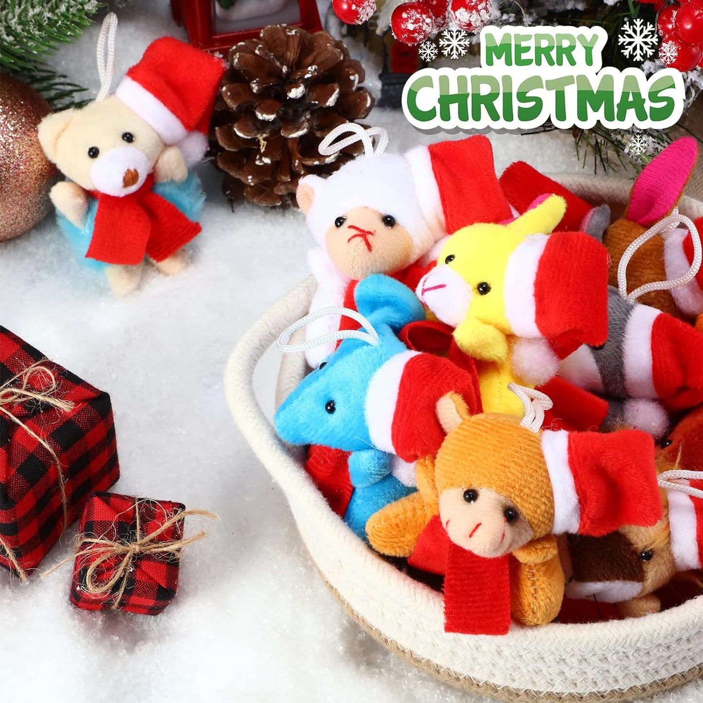 "Tiny Tails" Mini Plush Stuffed Animal Keychains - Red Scarf Edition (Available in Solo or Multipacks)