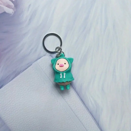 "Rainy Day Rascals" PVC Pig Keychains - Colorful & Quirky Charms (Choose Your Piggy!)