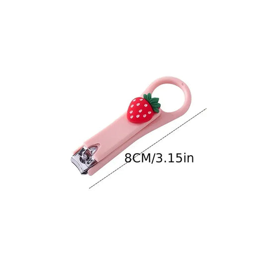 "Frolic & Fruit" Folding Nail Clippers - Adorable Green Frog & Pink Strawberry Designs