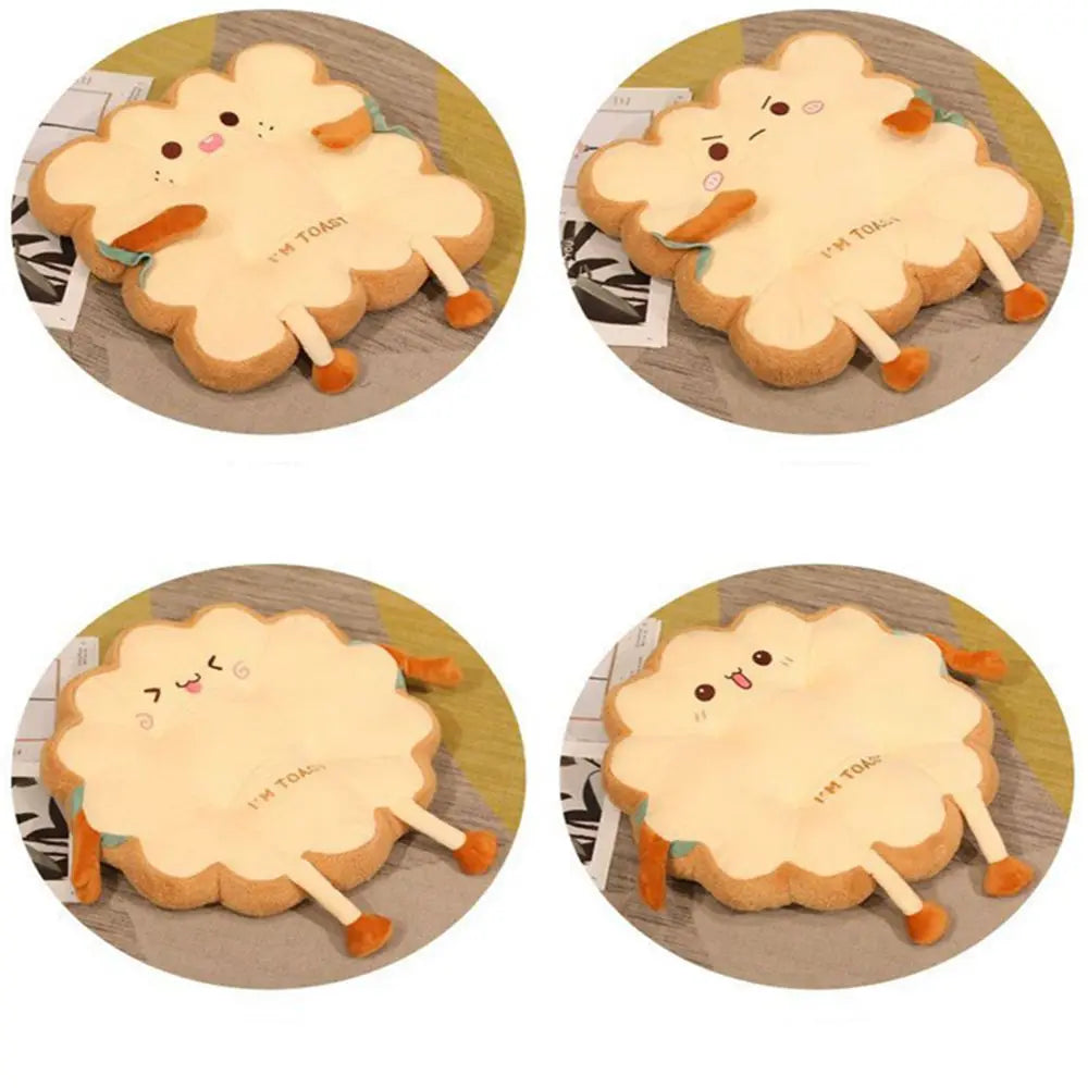 Toastie Comfort: Expressive Toast-Shaped Plush Seat Cushions