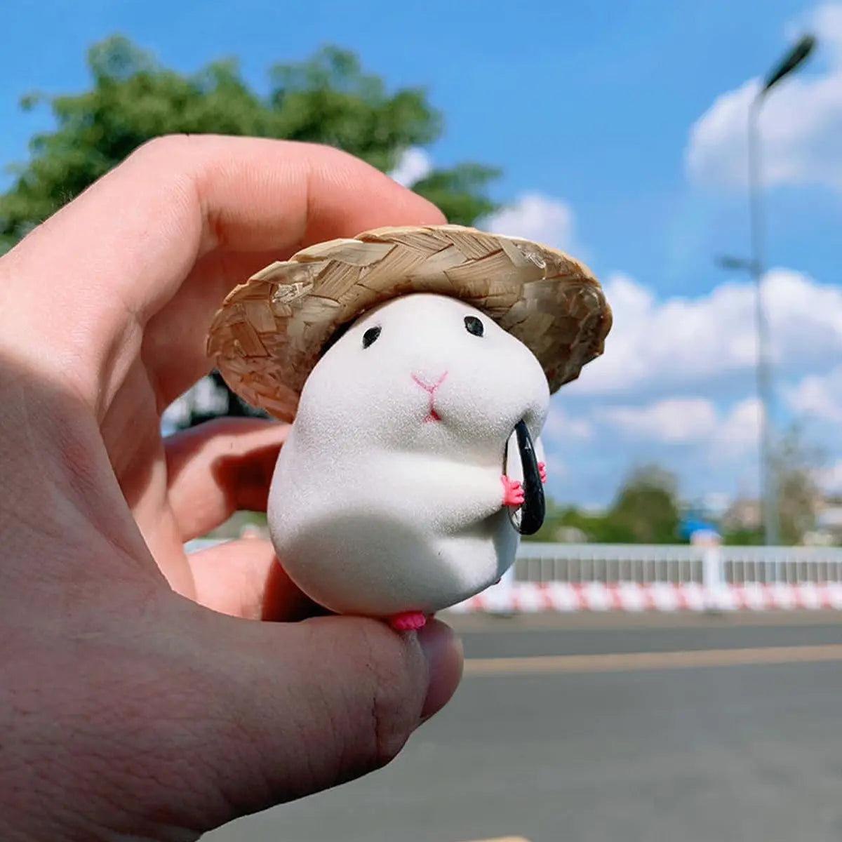 Cheesy Companion: Hamster Car Dashboard Decor with Hat