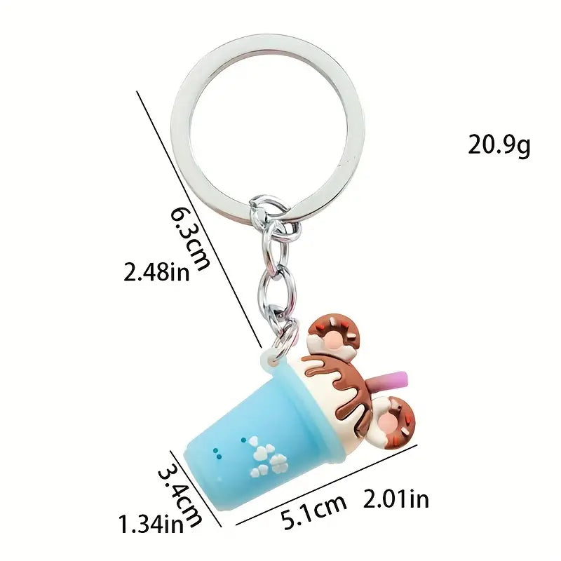 "Sip of Style" Bubble Tea Key Chains - Quirky Mini Milk Tea Charms (Available in Pink and Purple)