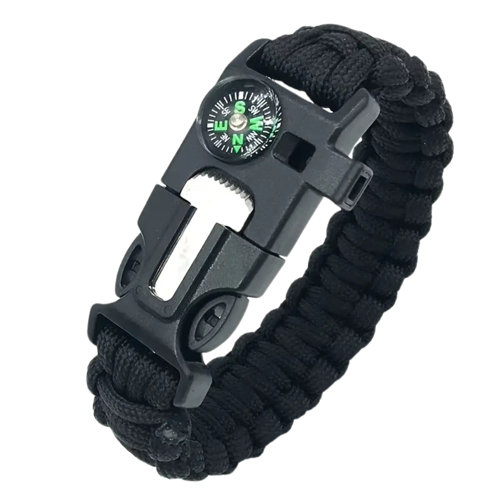 4-in-1 Outdoor Survival Bracelet – Compass, Whistle & Emergency Rope