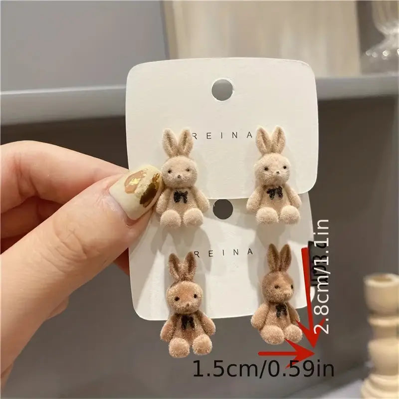 "Cuddle Buddies" Plush Teddy Bear & Bunny Earrings - Adorable and Cozy Fashion (Available in Brown and Beige)