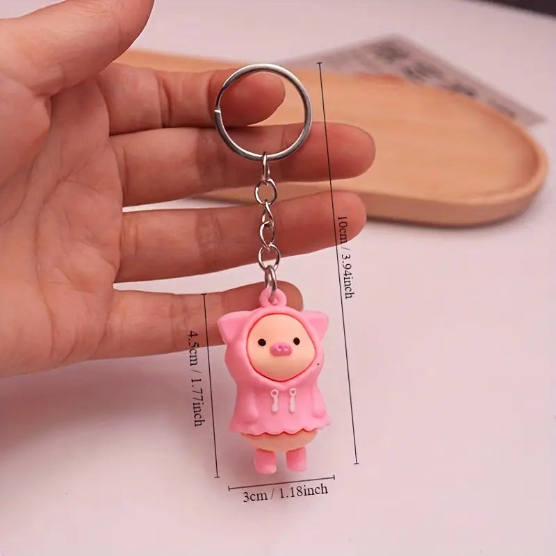 "Rainy Day Rascals" PVC Pig Keychains - Colorful & Quirky Charms (Choose Your Piggy!)