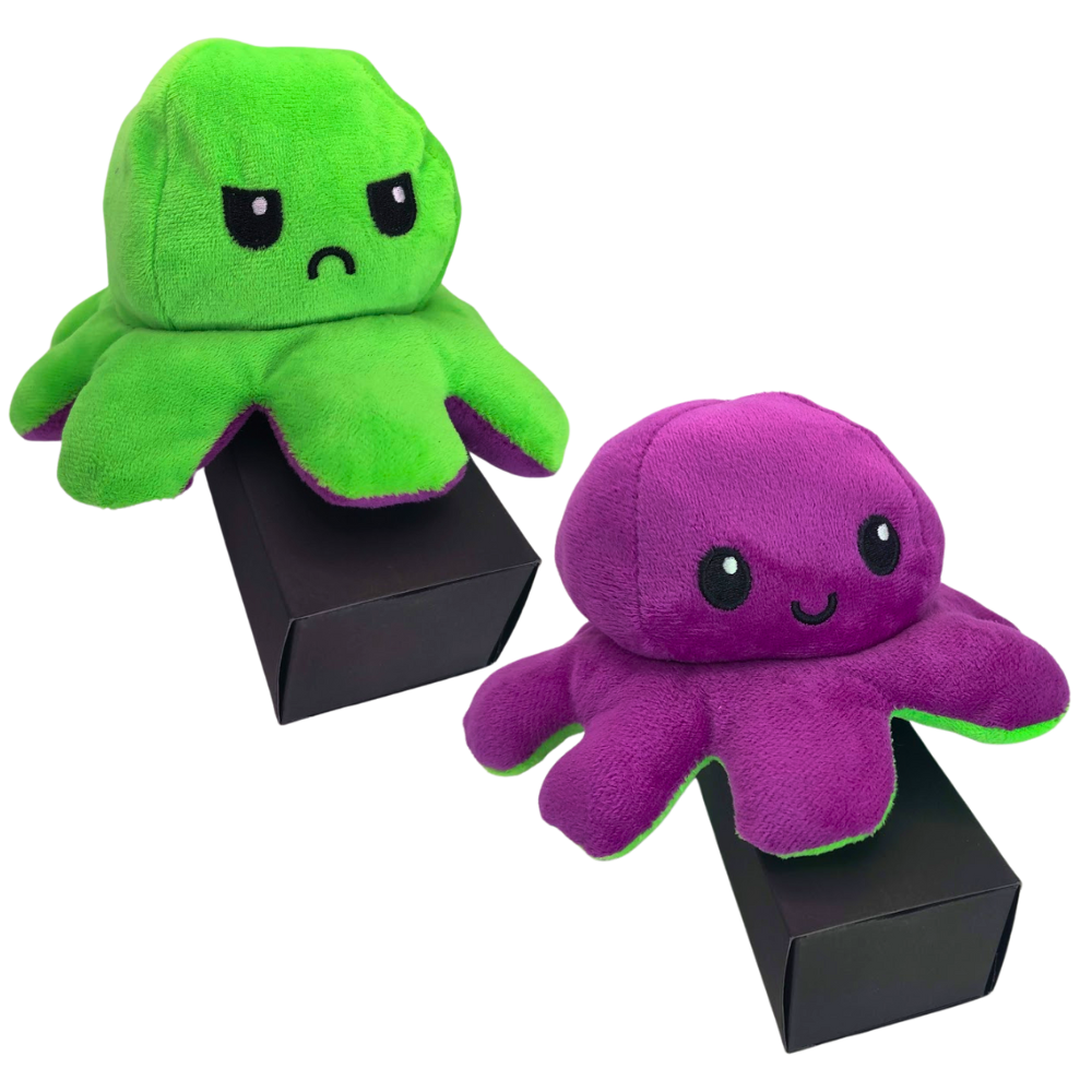 Cheerful Chameleon Octopus Plush Pillow: Mood Flipper!