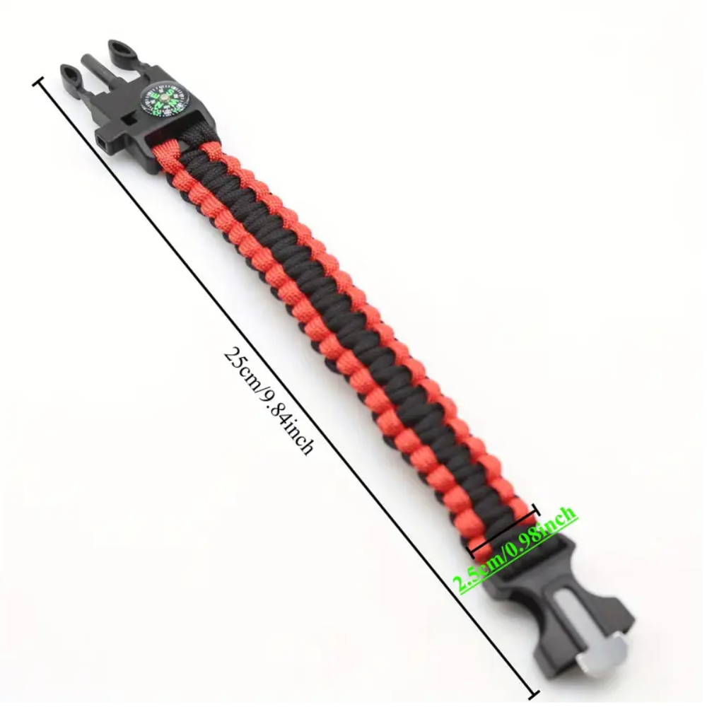 4-in-1 Outdoor Survival Bracelet – Compass, Whistle & Emergency Rope
