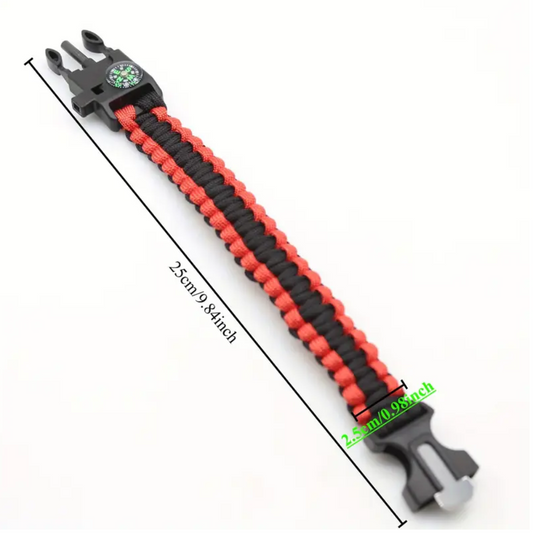 4-in-1 Outdoor Survival Bracelet – Compass, Whistle & Emergency Rope