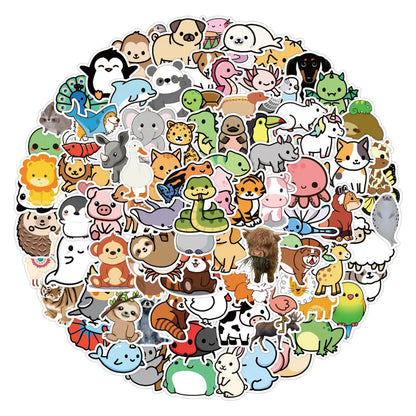 Whimsical Wildlife Sticker Ensemble – Animal Cartoon Trove!