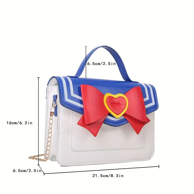 "Chic Kawaii" Bow Decor Crossbody Bag - Cute Anime-Inspired Square Handbag