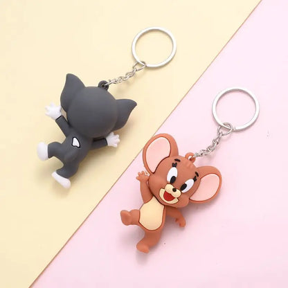 "Chase & Charm" Cartoon Cat & Mouse Keychains - Whimsical Accessory for All Ages (Available Individually or in Pairs)