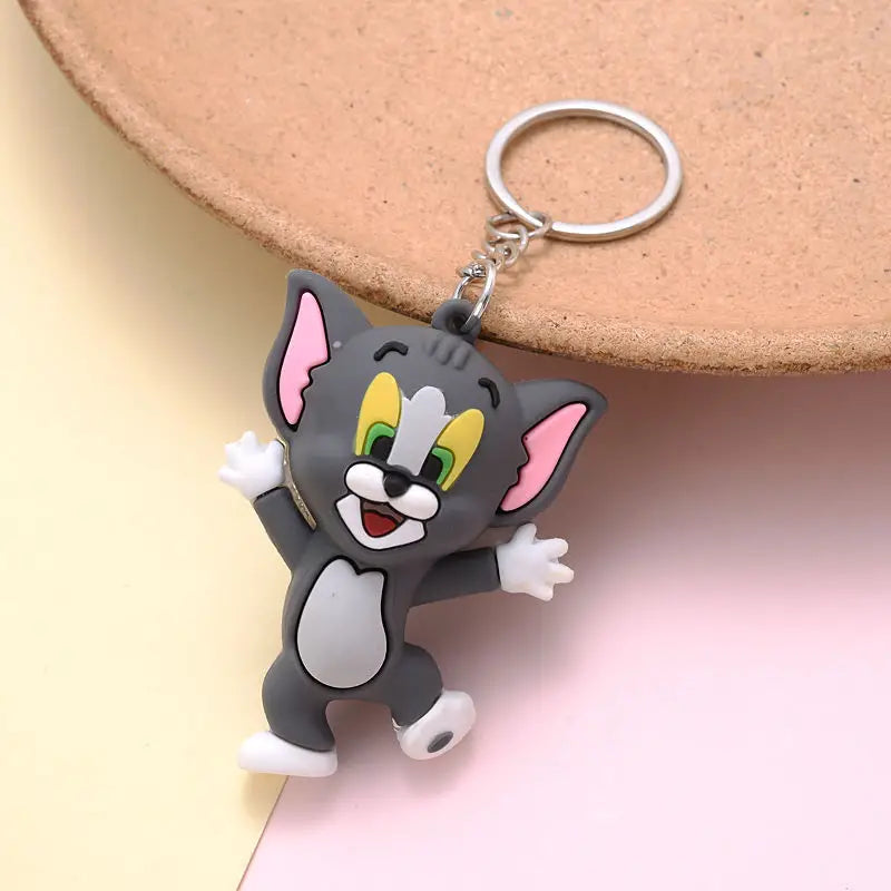 "Chase & Charm" Cartoon Cat & Mouse Keychains - Whimsical Accessory for All Ages (Available Individually or in Pairs)