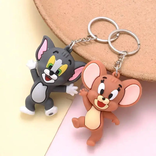 "Chase & Charm" Cartoon Cat & Mouse Keychains - Whimsical Accessory for All Ages (Available Individually or in Pairs)