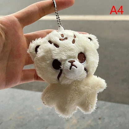 Kpop-Inspired Cheetah and Puppy Character Plush Keychains - Collectible Mini Pendants