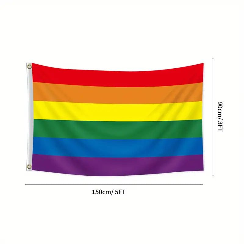 Rainbow Pride Flag 3x5ft – Vibrant Polyester LGBTQ Flag with Grommets