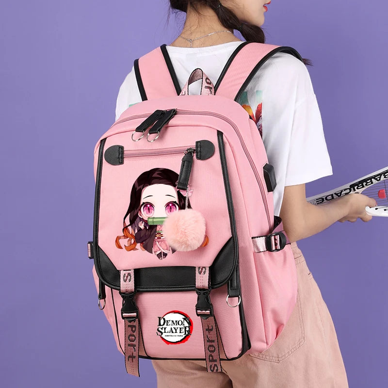 3Pcs/set Anime Kamado Nezuko Demon Slayer Backpack 🎒✨