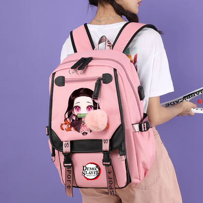 3Pcs/set Anime Kamado Nezuko Demon Slayer Backpack 🎒✨