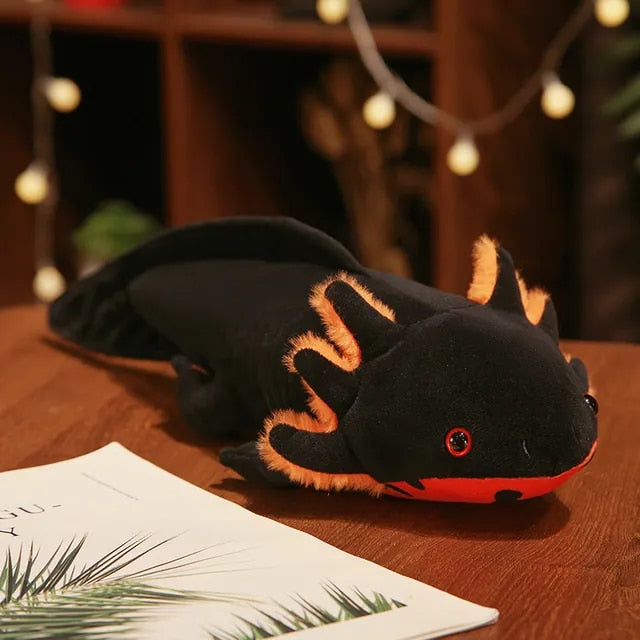 Charming Axolotl Plush Pillow - 45cm/17.7" Adorable Salamander Companion (Available in Pink or Black)