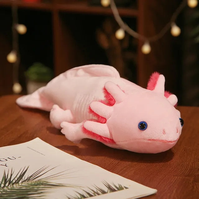 Charming Axolotl Plush Pillow - 45cm/17.7" Adorable Salamander Companion (Available in Pink or Black)