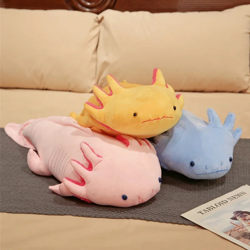 Charming Axolotl Plush Pillow - 45cm/17.7" Adorable Salamander Companion (Available in Pink or Black)