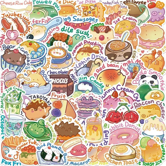 Delectable Doodle Delights: Cartoon Food Sticker Sets