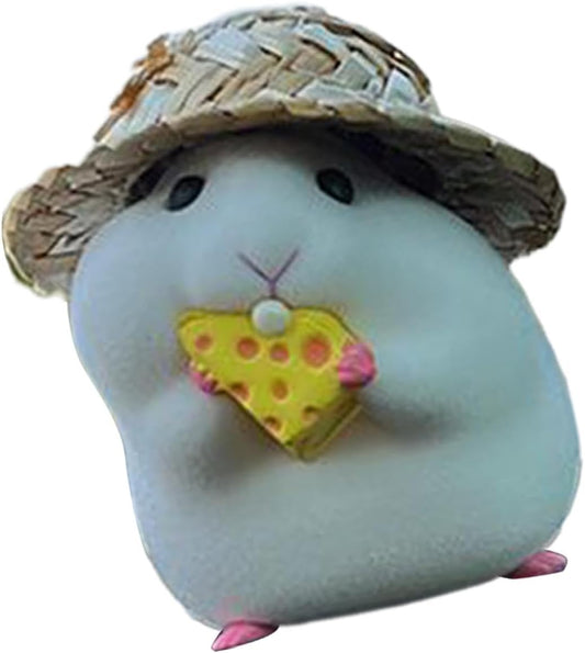 Cheesy Companion: Hamster Car Dashboard Decor with Hat