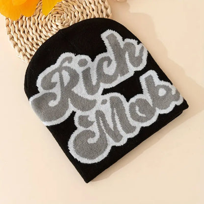 Bold "Rich Mob" Jacquard Beanies | Bold Streetwear Style for Men and Women