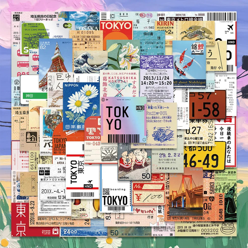 Journey Through Japan with Postcard Ticket Stickers!