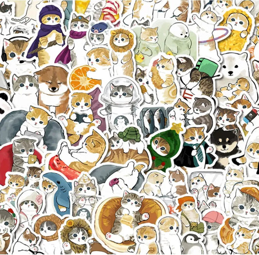 Purr-fect Pals: Quartet of Quirky Cat Stickers!