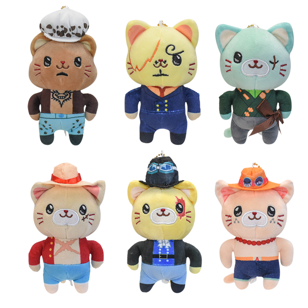 Cute One Piece Anime Cotton Cat Character Keychain