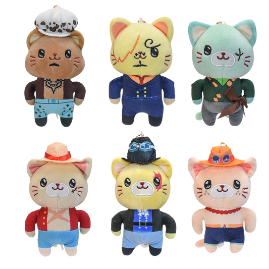 Cute One Piece Anime Cotton Cat Character Keychain