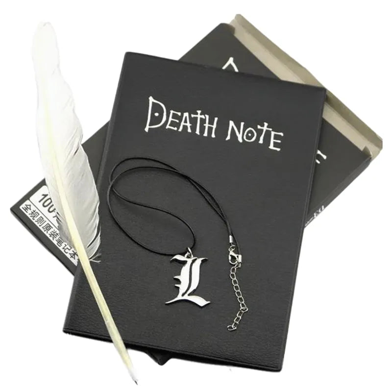 Mysterious 'Death Note' A5 Notebook Set – Unleash Your Stories with a Feather Pen & Necklace