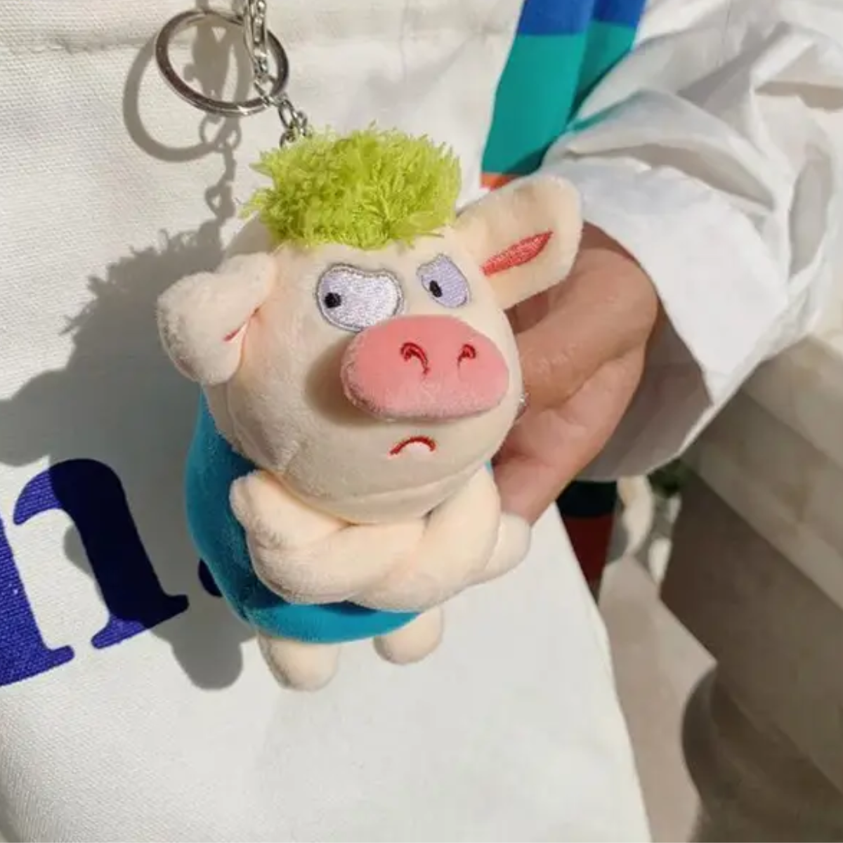 Grumpy Pig Plush Keychain - Cute & Comical Animal Charm