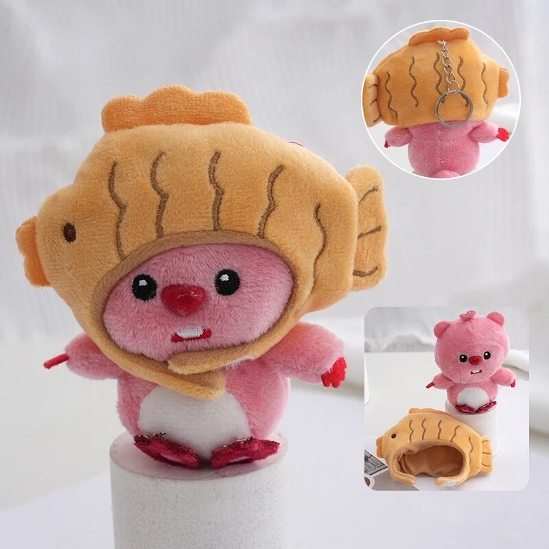 LilyPichu Snuggle Up with Whimsy: The Adorable Beaver Plush Keychain with Detachable Fish Hat!