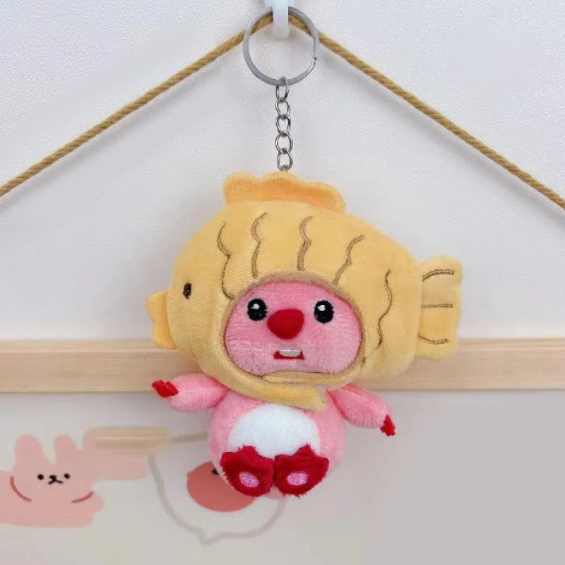 LilyPichu Snuggle Up with Whimsy: The Adorable Beaver Plush Keychain with Detachable Fish Hat!