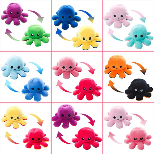 Cheerful Chameleon Octopus Plush Pillow: Mood Flipper!