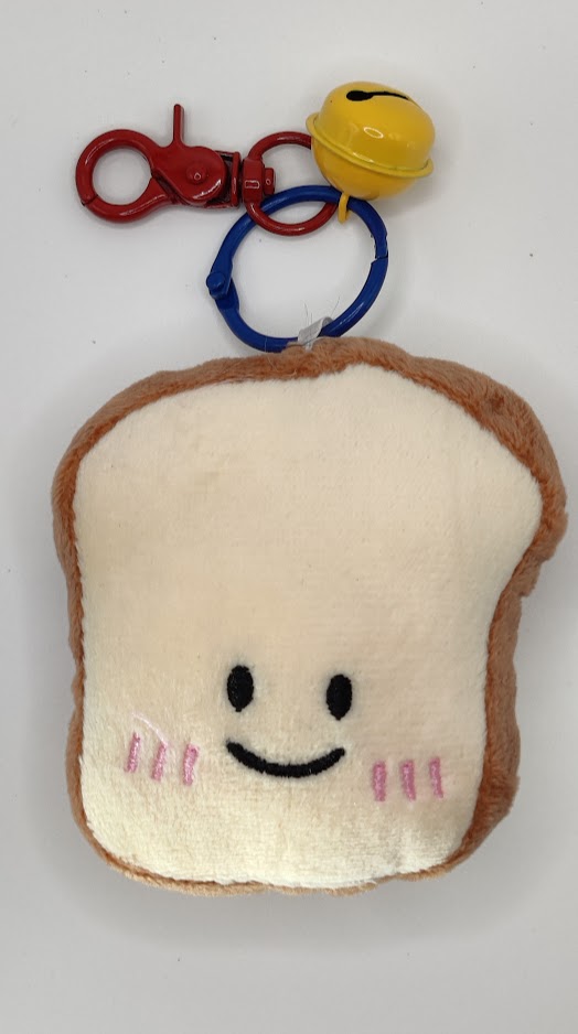 Kawaii Cute Toast Keychain with a Bell