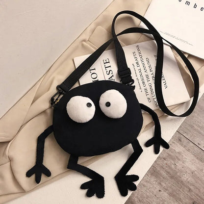 Quirky Gaze Canvas Crossbody: Big Eyes Messenger Bag