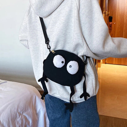 Quirky Gaze Canvas Crossbody: Big Eyes Messenger Bag