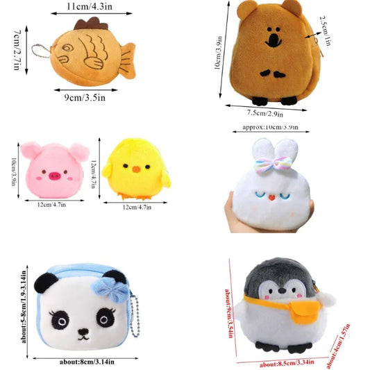 Cutie Critter Coin Purse Keychains: Strawberry, Duck, & Chick – Your Mini Plush Pals!