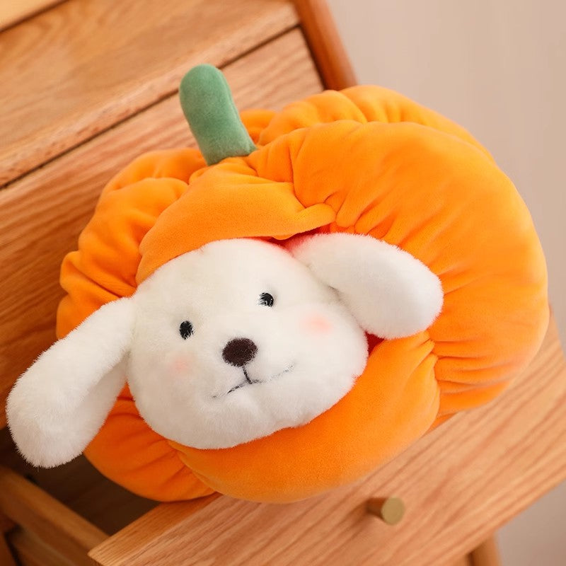 Cuddly Canine Retreat: 23cm Kawaii Pumpkin Plush Dog Pillow with Adorable Plush Companion – Complete Comfort for Your Plush Pup!