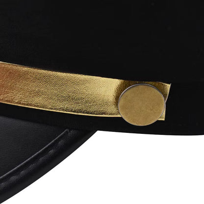 ⭐ JoJo Kujo Jotaro Cosplay Cap 🕶️ — Flat Top Anime Prop (Unisex, Metal Badge)